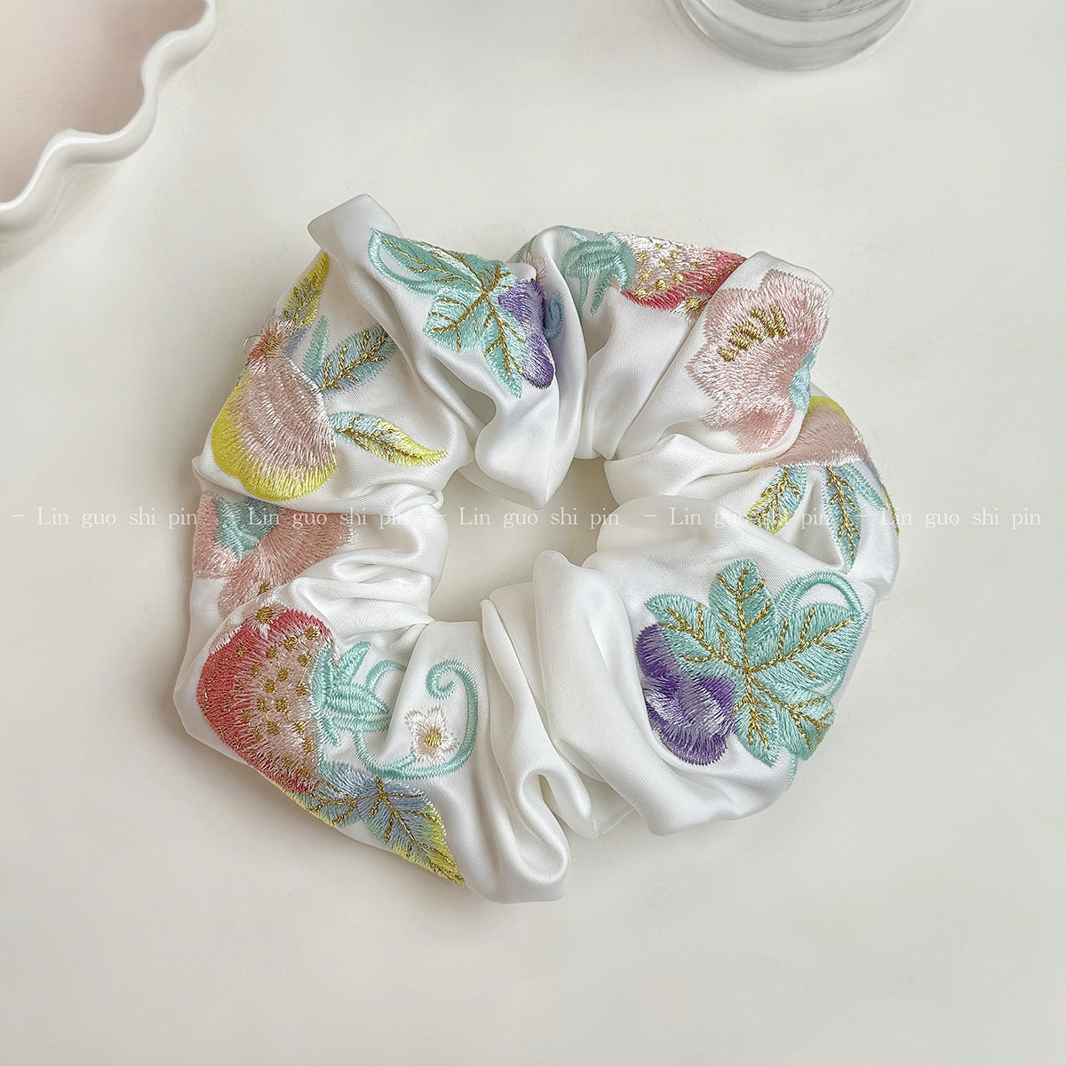 大腸圈草莓刺繡髮圈