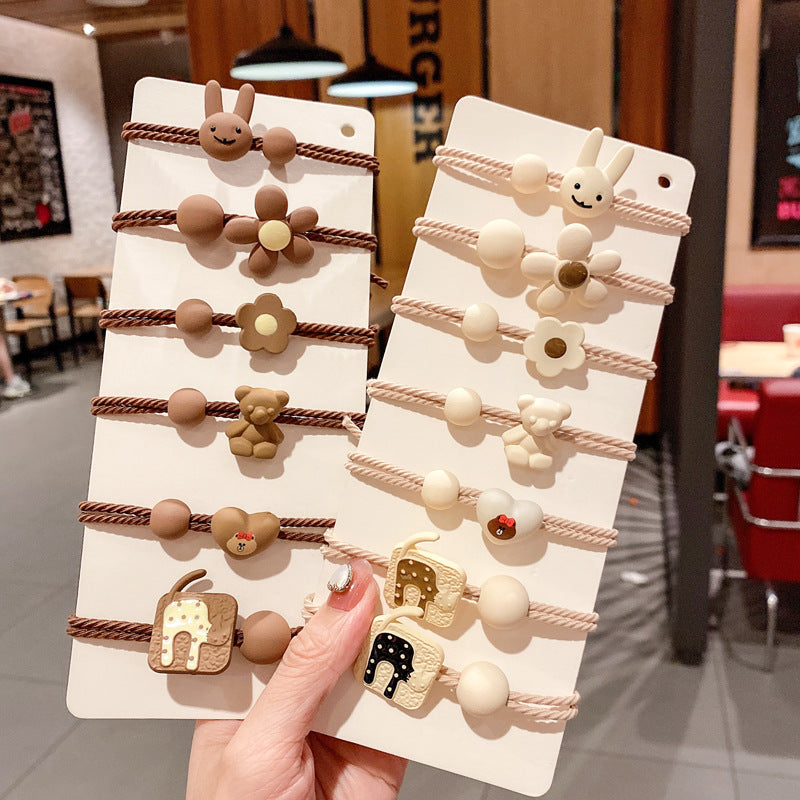 小熊卡通簡約髮圈套組－商品主圖｜https://igowo.tw/