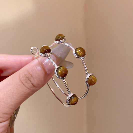 棕色貓眼石復古耳環－商品主圖｜https://igowo.tw/