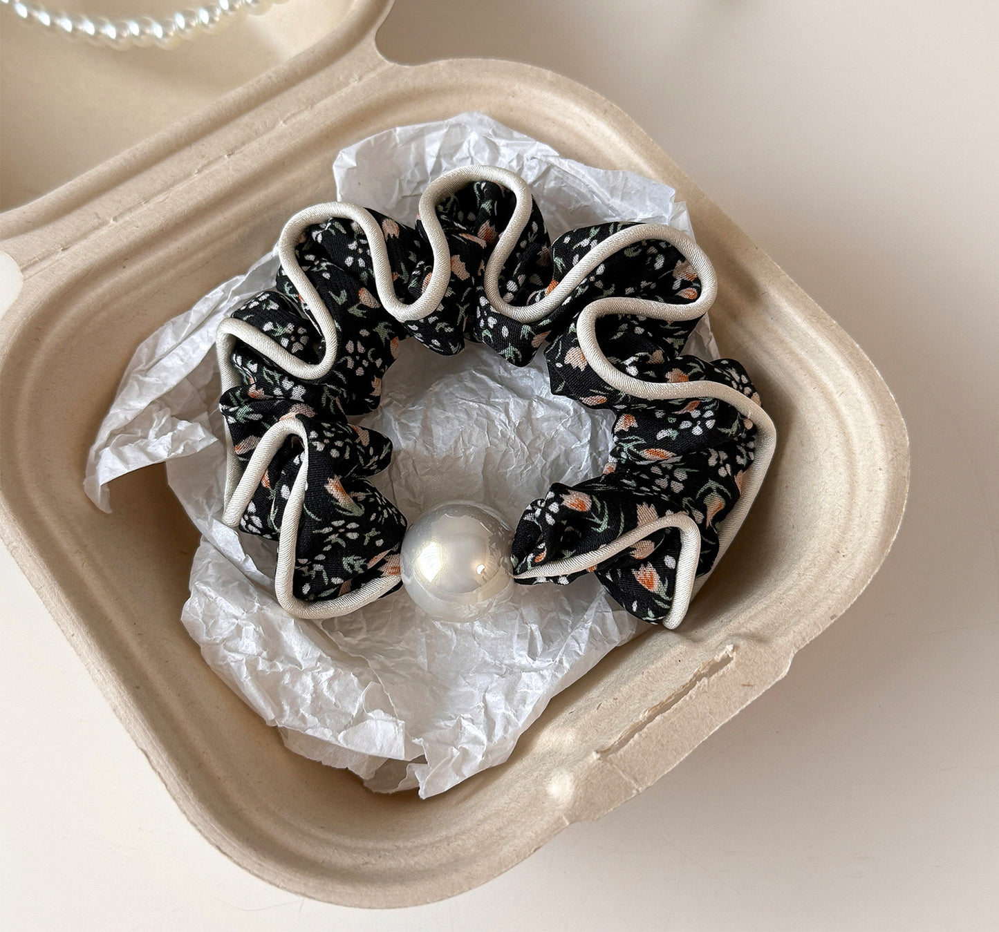 珍珠碎花波點復古髮圈