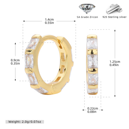 S925 新款耳環時尚多色方鋯圓形耳飾輕奢小眾高級感飾品