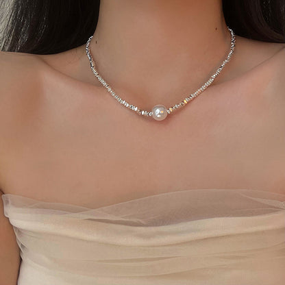 珍珠碎銀方形項鍊
