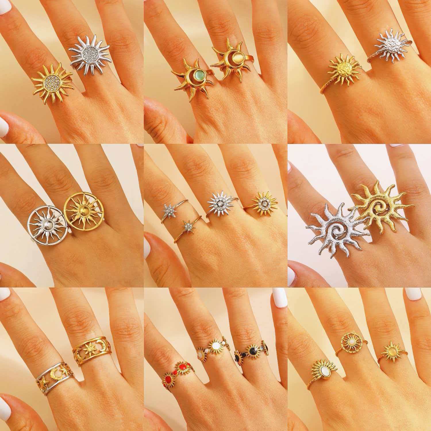 不鏽鋼太陽花戒指－商品主圖｜https://igowo.tw/