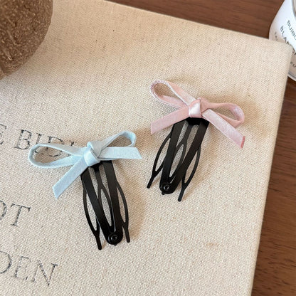 緞帶蝴蝶結髮夾－粉色蝴蝶結BB夾款實拍｜https://igowo.tw/