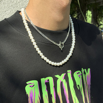 珍珠鏈條OT扣項鍊