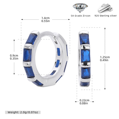 S925 新款耳環時尚多色方鋯圓形耳飾輕奢小眾高級感飾品