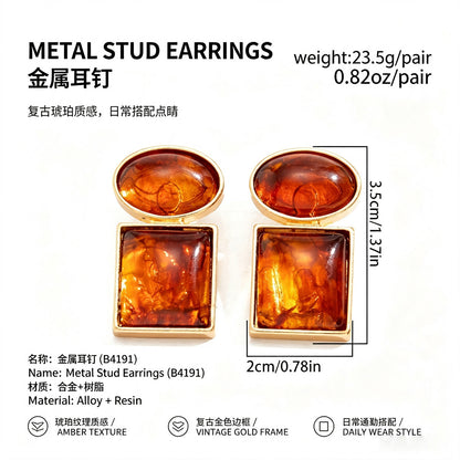 樹脂方形暈染耳釘