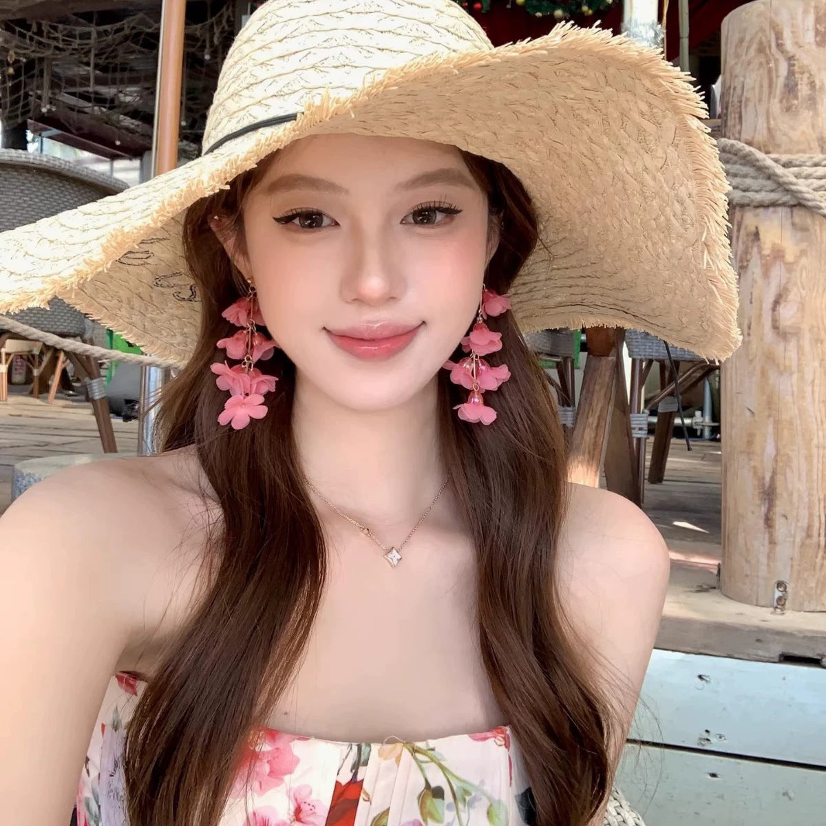 森系小清新花朵耳環