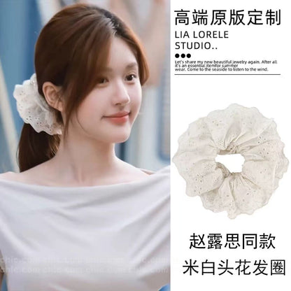 大腸圈格紋多層髮圈－小狗髮箍款細節｜https://igowo.tw/