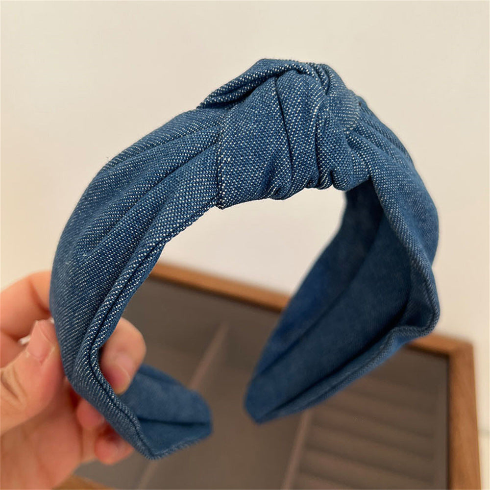藍色扭結寬版髮箍