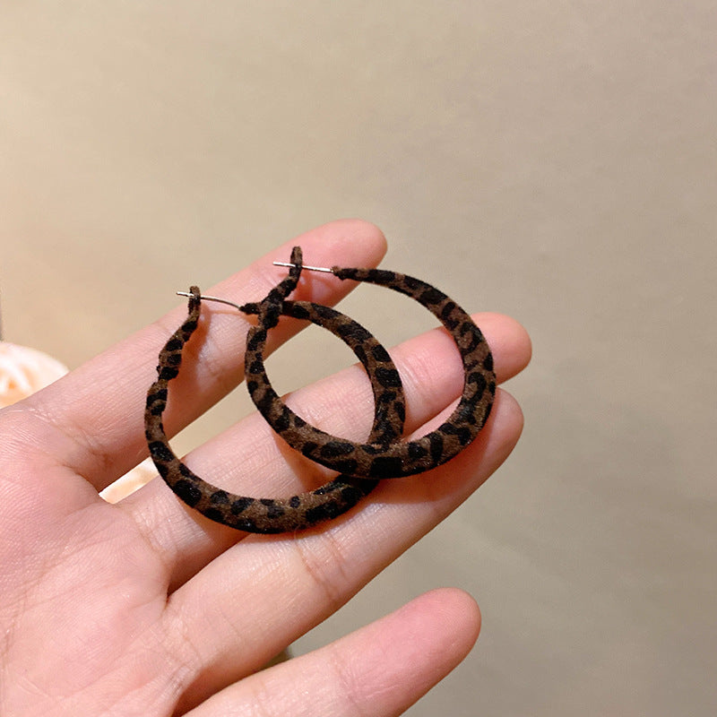 復古豹紋港風素圈耳環