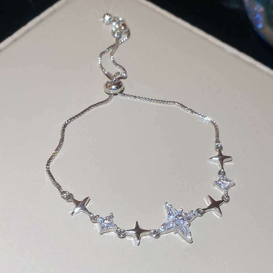 超閃鋯石花朵芒星手鏈輕奢高級感日常時尚百搭手環設計感小眾手飾