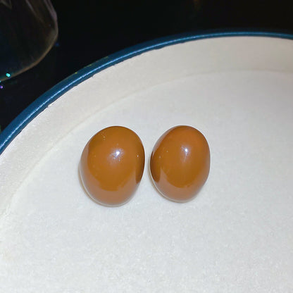 銀針復古樹脂幾何圓形橢圓吊墜耳環美拉德風耳釘小眾設計感耳飾女