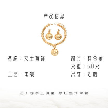 金屬圓珠項鍊耳環組－細節特寫2｜https://igowo.tw/
