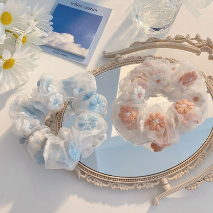 網紗大腸圈刺繡髮圈－商品主圖｜https://igowo.tw/