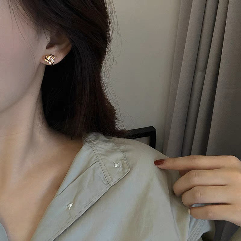玫瑰金愛心耳釘女S925銀針無耳洞耳環小眾設計高級感耳飾耳夾批發 玫瑰金耳夾