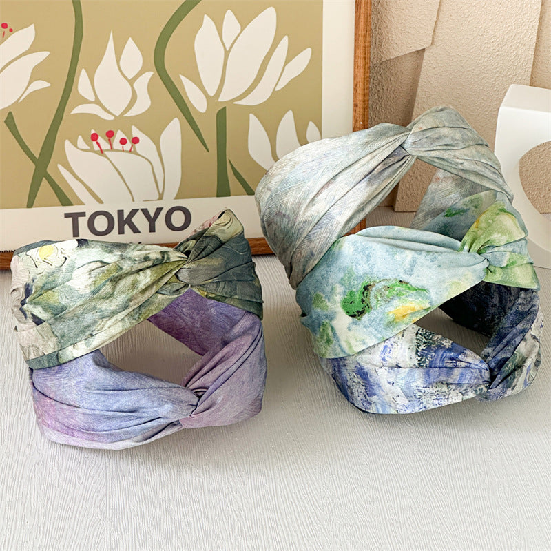 漸層交叉寬版暈染髮箍－商品主圖｜https://igowo.tw/
