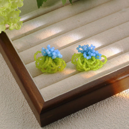 水晶串珠磨砂耳釘－商品主圖｜https://igowo.tw/