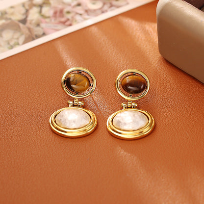 虎眼石復古誇張耳釘－細節特寫2｜https://igowo.tw/