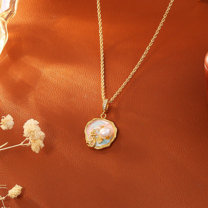 珍珠魚尾復古項鍊－藍色莫奈花園耳釘款細節1｜https://igowo.tw/