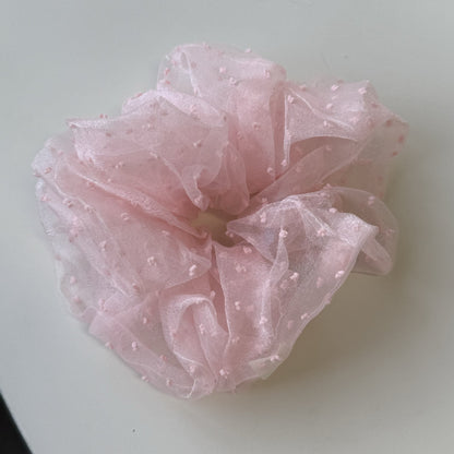網紗波點大腸圈髮圈－藍色款細節｜https://igowo.tw/