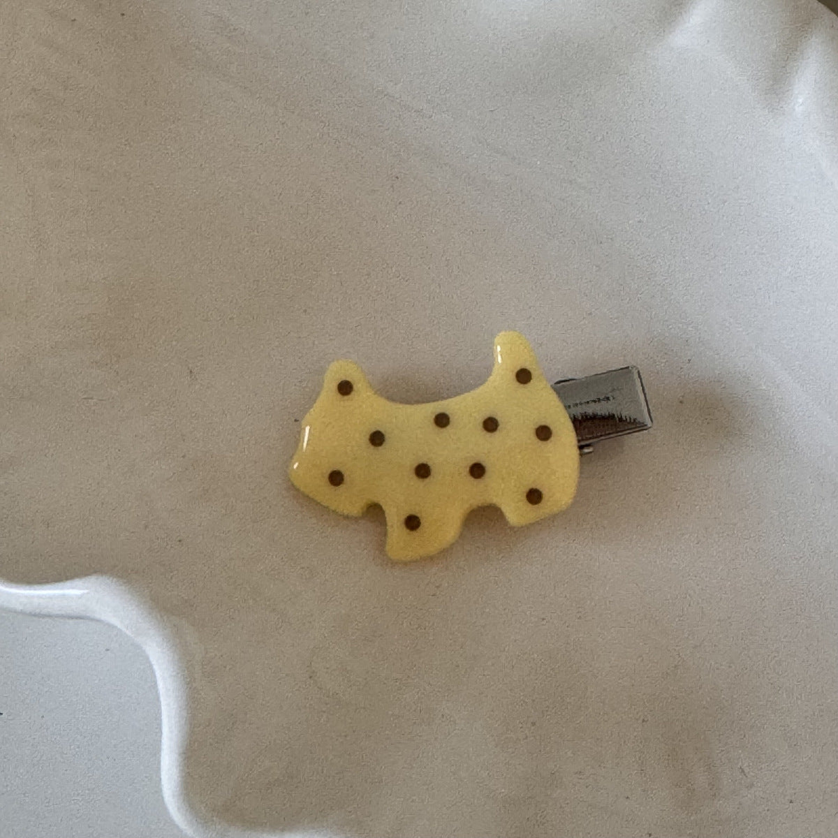撞色小狗復古鯊魚夾
