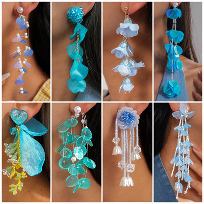 壓克力花朵流蘇耳環－商品主圖｜https://igowo.tw/