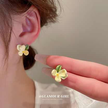 銀針小清新蝴蝶花朵愛心滴油耳環少女心甜美氣質耳釘時尚耳飾批發