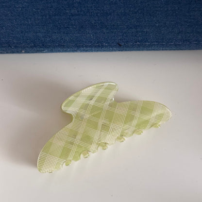 綠色格紋簡約鯊魚夾