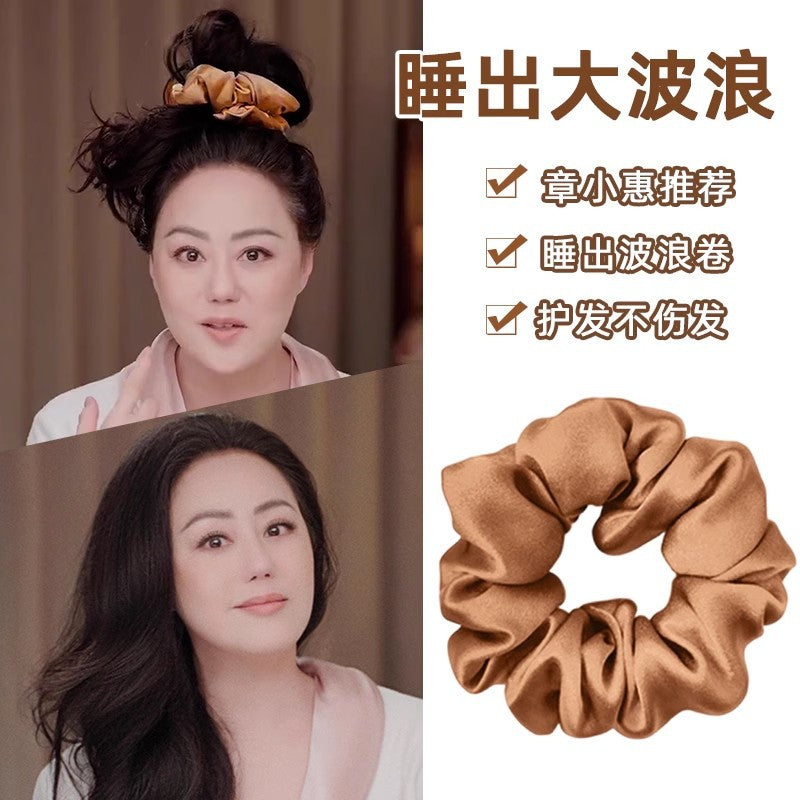 彈力繩大腸圈髮圈－珠光緞面黑色款實拍｜https://igowo.tw/