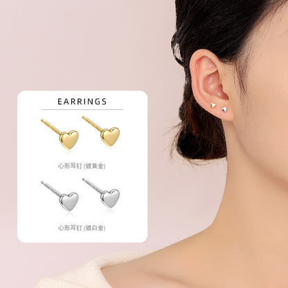 S925 厚版本愛心耳釘女簡約精致氣質小巧高級感輕奢養耳洞耳飾