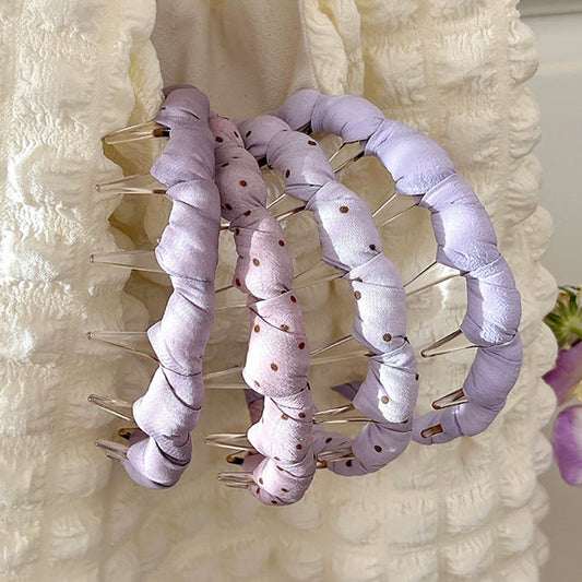 紫色波點纏繞髮箍－商品主圖｜https://igowo.tw/