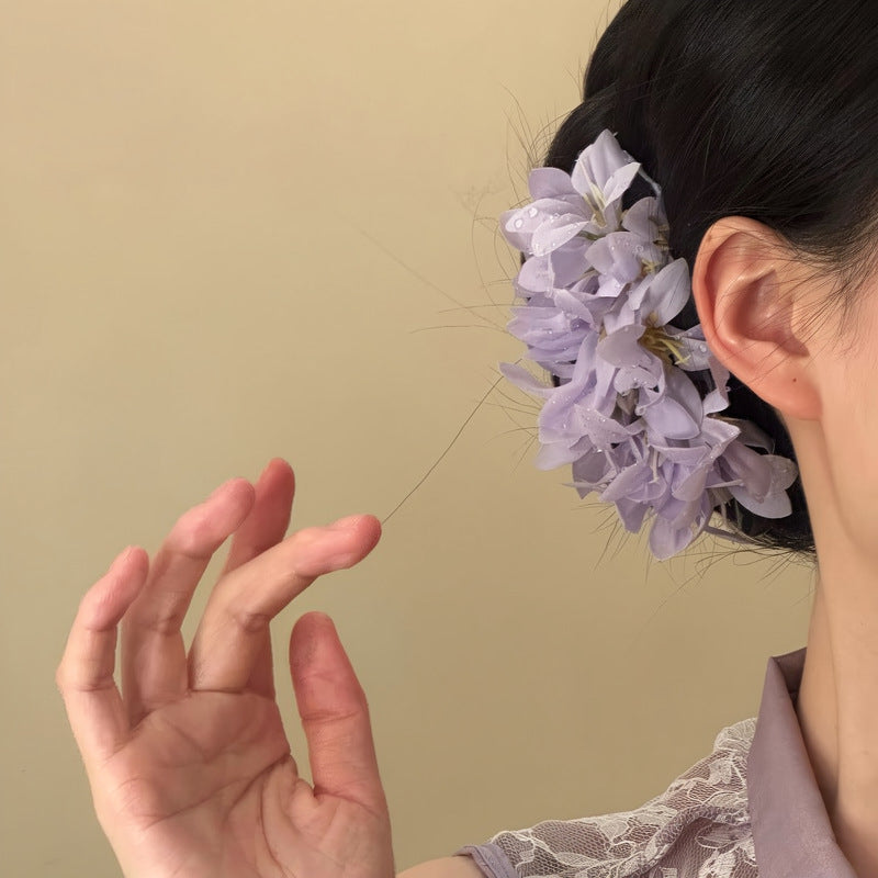 超仙森系甜美布藝花朵發夾高級感精致鴨嘴夾時尚精致溫柔發飾頭飾