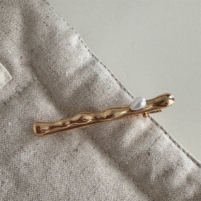 珍珠金屬一字髮夾