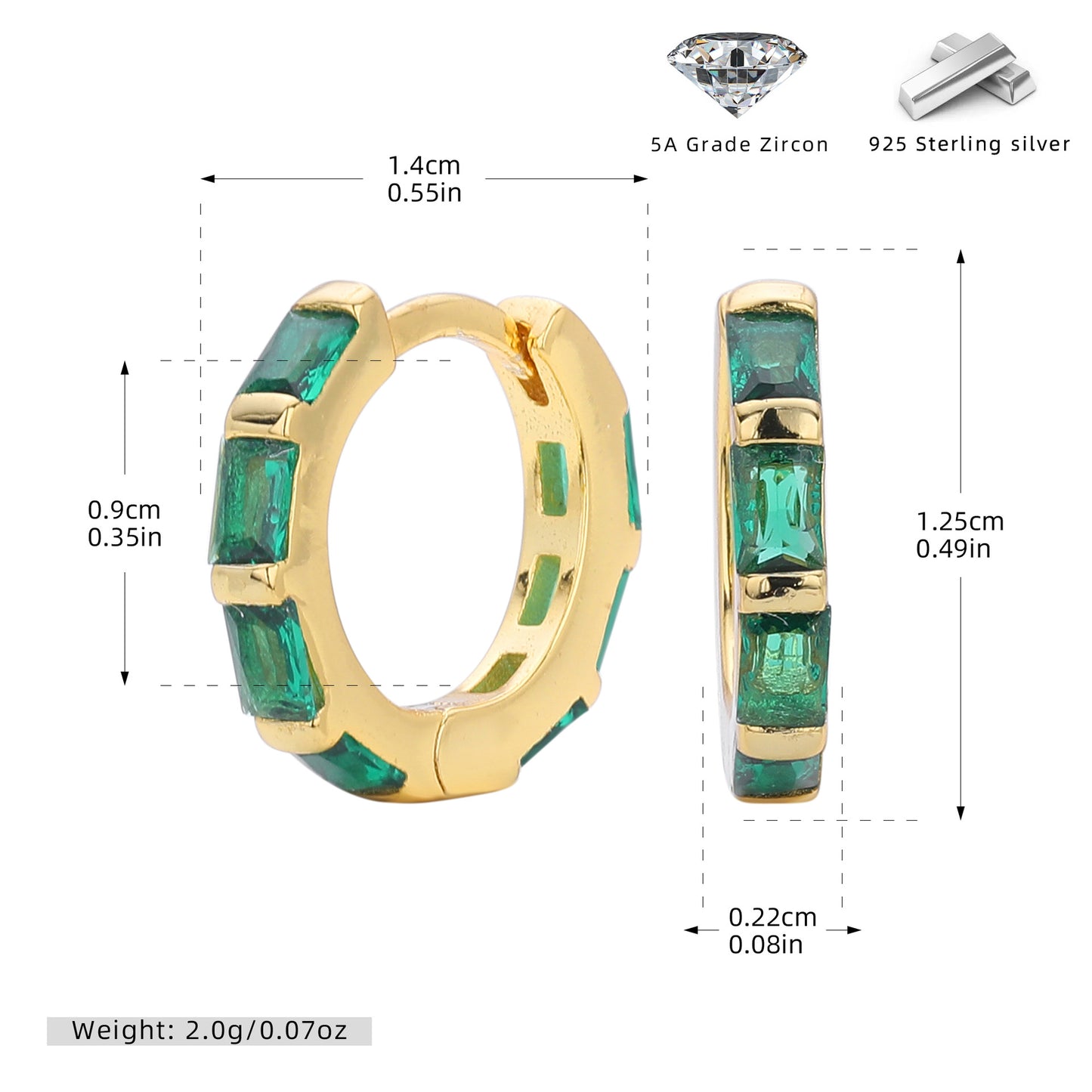 S925 新款耳環時尚多色方鋯圓形耳飾輕奢小眾高級感飾品