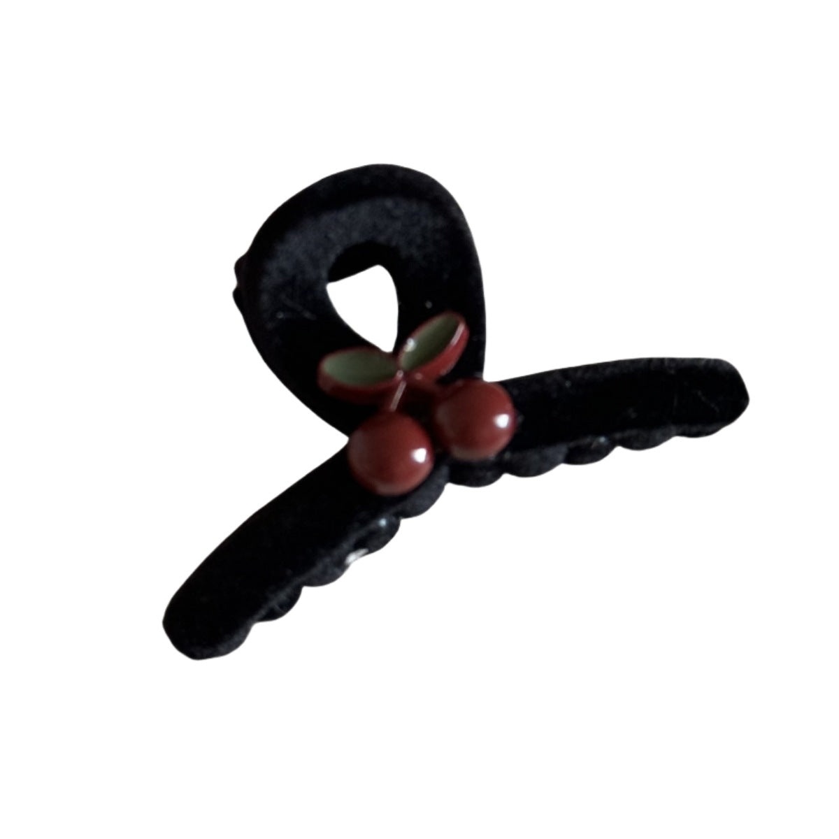 絨面櫻桃復古鯊魚夾－細節特寫3｜https://igowo.tw/