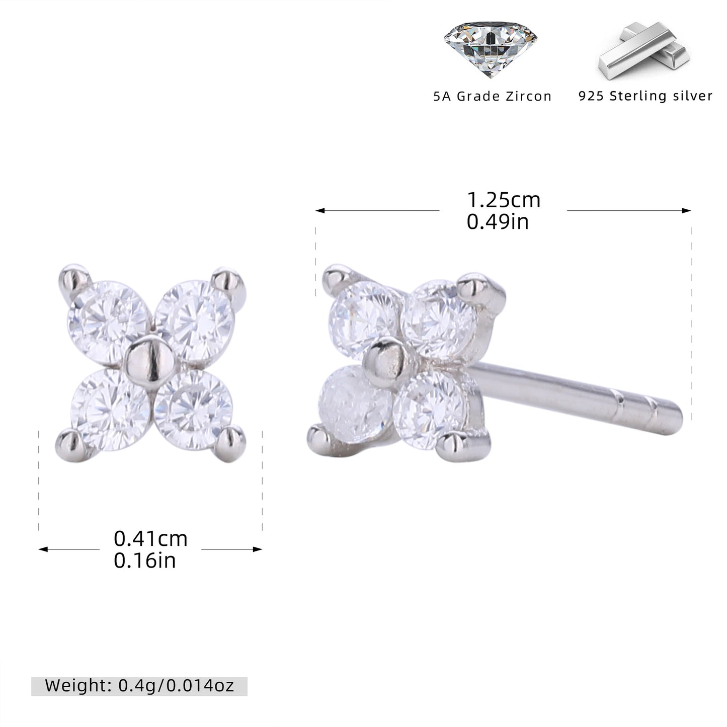 S925 耳釘四瓣小花多色迷你耳飾百搭小眾高級感飾品