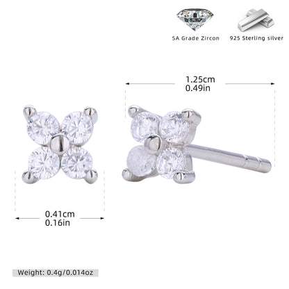 S925 耳釘四瓣小花多色迷你耳飾百搭小眾高級感飾品
