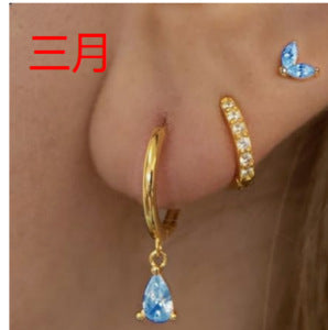銅愛心鑲鋯耳釘組