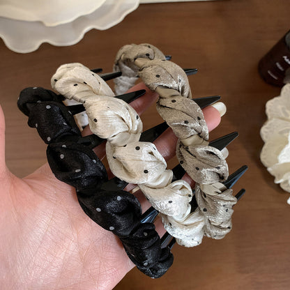 波點復古髮箍－黑色款細節｜https://igowo.tw/