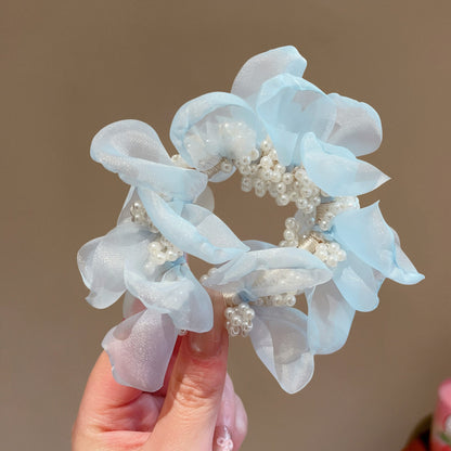 珍珠花朵髮圈