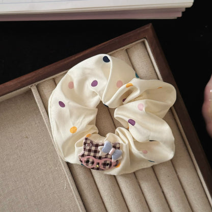 棕色貓咪波點髮圈