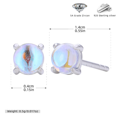 S925 耳釘簡約四爪鑲石耳飾個性小眾百搭冷淡風飾品