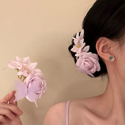 粉色蝴蝶花朵髮簪－商品主圖｜https://igowo.tw/