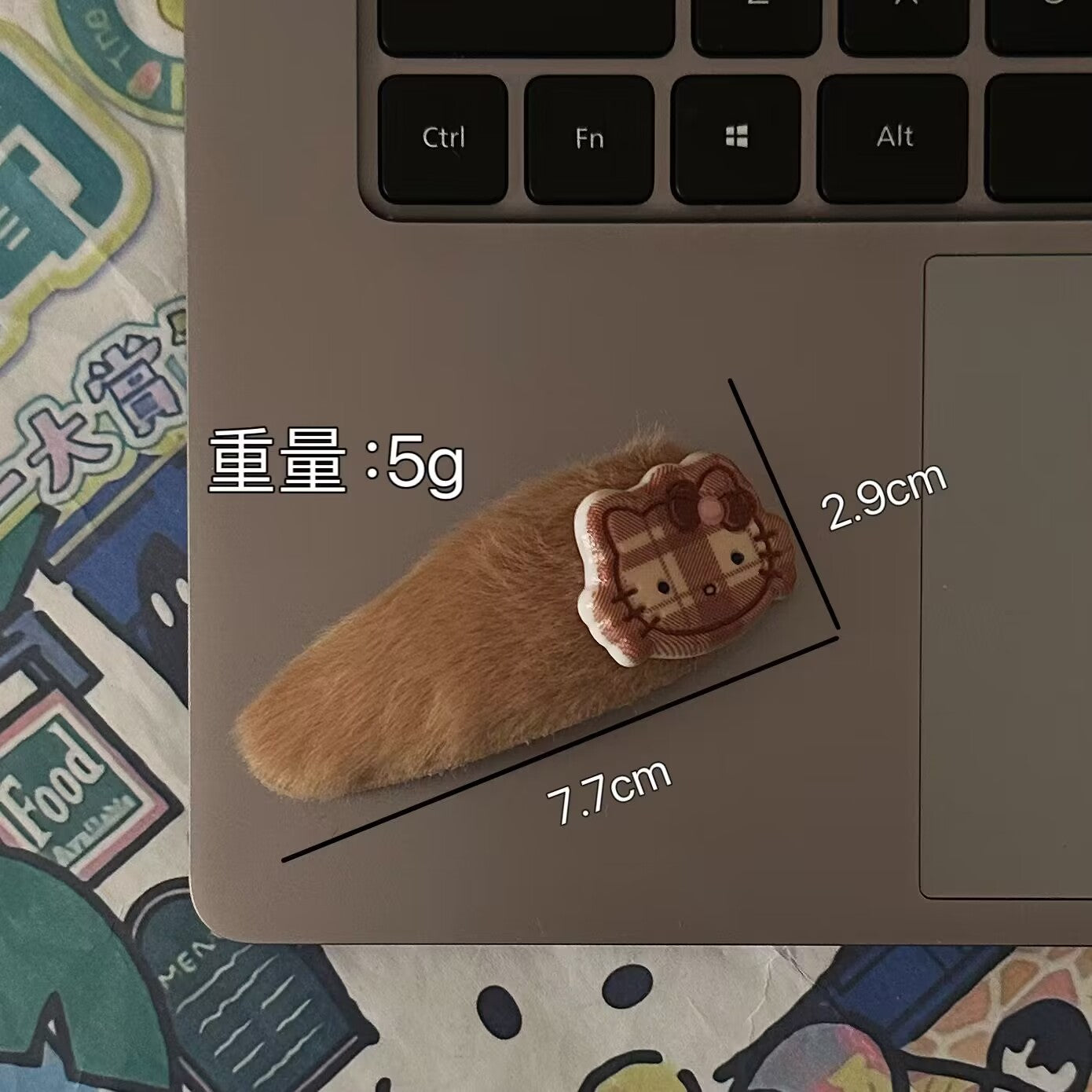 棕色絨面貓咪髮夾
