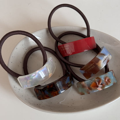 醋酸板材幾何復古髮圈－細節特寫1｜https://igowo.tw/