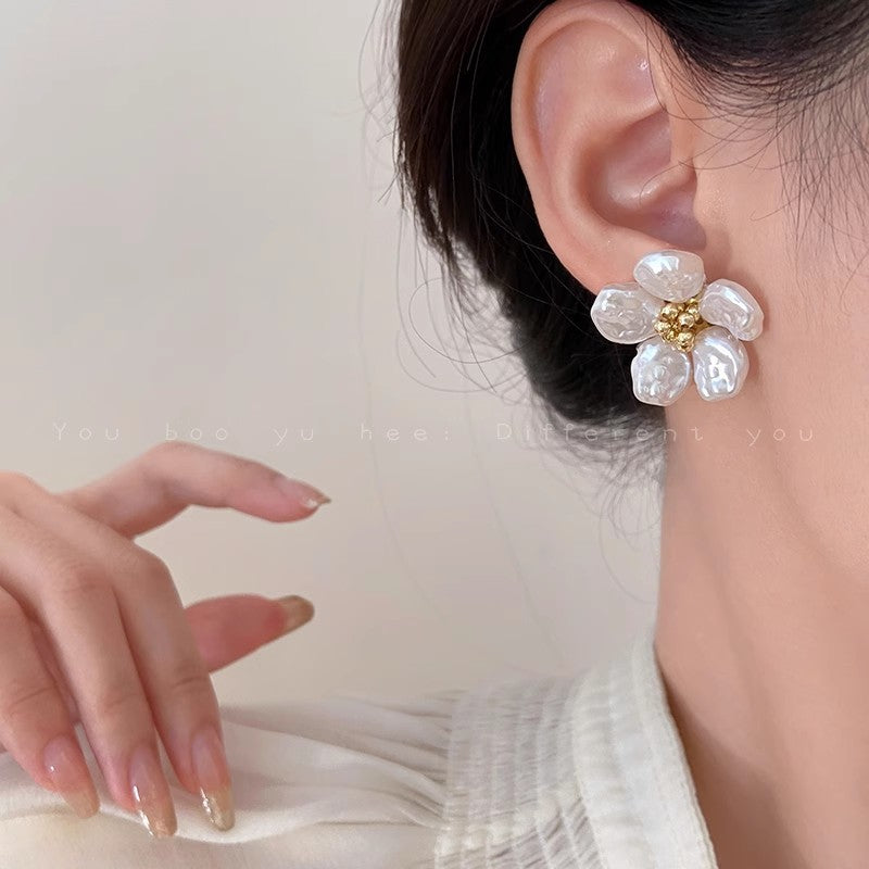 古巴鍊花朵耳釘－商品主圖｜https://igowo.tw/