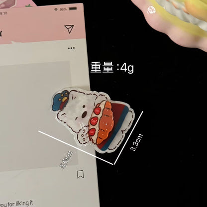 紅色小狗雙層髮夾－圍兜小狗髮夾款細節1｜https://igowo.tw/