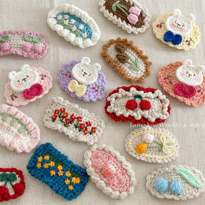 花朵刺繡編織髮夾－商品主圖｜https://igowo.tw/