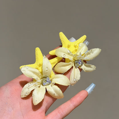 亞克力海星布藝花朵發夾高級感精致時尚度假風鴨嘴夾輕奢小眾發飾